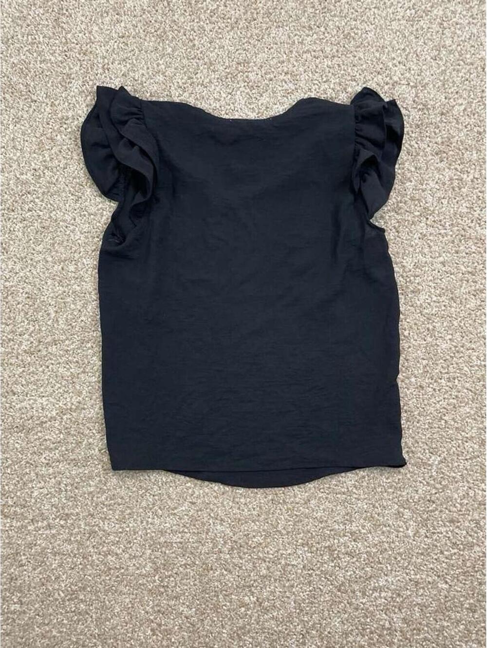 Women's Black Ruffle Sleeve Top Size Xs